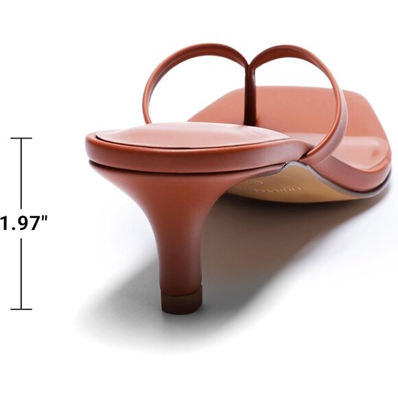 Dream Pairs Women Brown Faux Leather  Square Open Toe  Low Heels Sandals Shoes - Picture 6 of 8